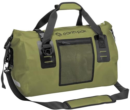 Earth Pak Seesack, wasserdicht, robuste Motorrad-Trockentasche mit großem Stauraum, perfekt für Reisen, Camping, Kajakfahren, Angeln und Kanufahren, Größen: 50 l/70 l/90 l/120 l, Grün, 90L