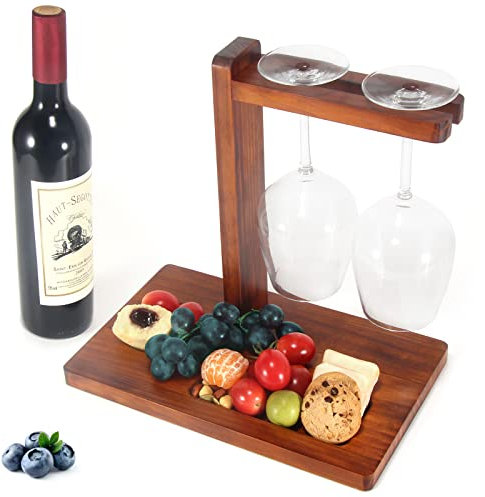 B4Life Weinflaschenhalter mit Tablett, Weinhalter für die Couch, Couchbar - Sofatablett - Weinregal - Snackschale - Snackhalter, 100% nachhaltigem Wooden Weinflaschenregale,Geschenke für WeinBar