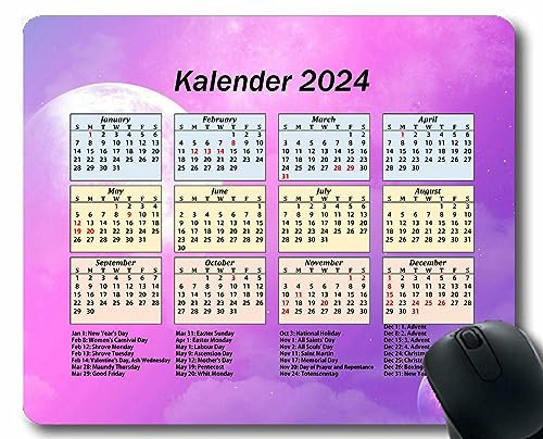 YENDOSTEEN Benutzerdefinierte 2024 Kalender Mauspad, Linien wellige helle Farbe Regenbogen farbenfroh Maus-Pads