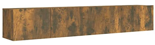 vidaXL TV Schrank Set 2-TLG. Wandschrank Hängeschrank Fernsehschrank Lowboard Fernsehtisch TV Möbel HiFi-Schrank Hängend Räuchereiche Holzwerkstoff