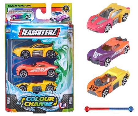 Teamsterz Street Machines Farbwechsel-Autos-Spielset | 3 wasseraktivierte Farbwechsel-Autos | Ideales Autospielzeug für Wasser- und Badezeit | Kinderspielfiguren und -Fahrzeuge, Spielzeugauto |