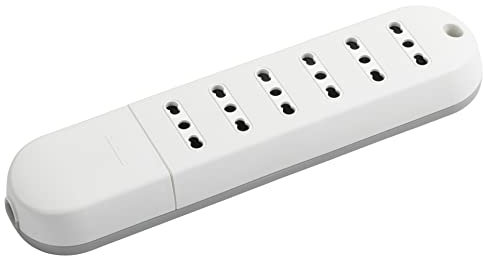 BTICINO Ciabatta Multipresa Elettrica Slim 6 Posti Bipasso 10/16A, Multipresa Senza Cavo, Prese Elettriche Bivalenti compatibili con tutte le Spine Italiane, Salvaspazio, Robusta e Sicura, Bianco