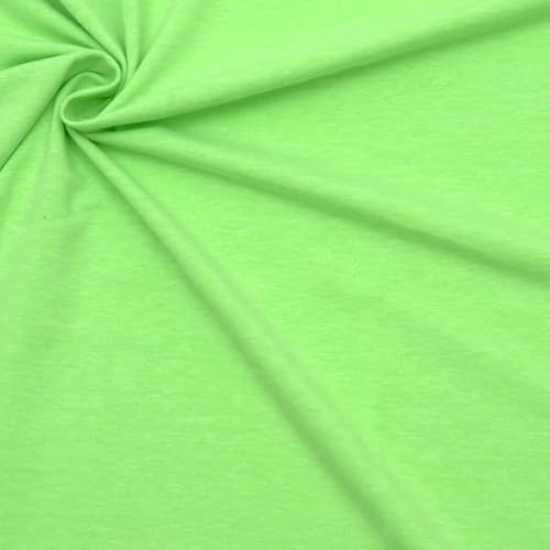 STOFFKONTOR Baumwollstoff Meterware, weich, Neon-Grün | 65% Baumwolle, 30% Polyester, 5% Elasthan | Breite ca. 150 cm | Verwendung: Bekleidung wie z.B. T-Shirts, Kleider, Bodys