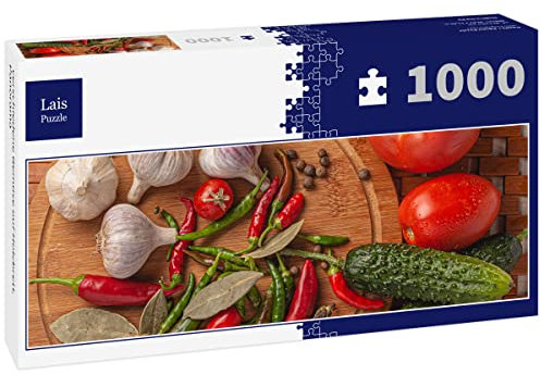 Lais Puzzle Verschiedene Gemüse auf Holzbrett, Panorama 1000 Teile