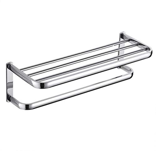 Porte-serviettes Double couche Porte-serviettes de salle de bain avec étagère Support mural Électrolytique Argent brillant Chromé Cuivre Porte-serviettes Matériel de salle de bain Étagère de rail