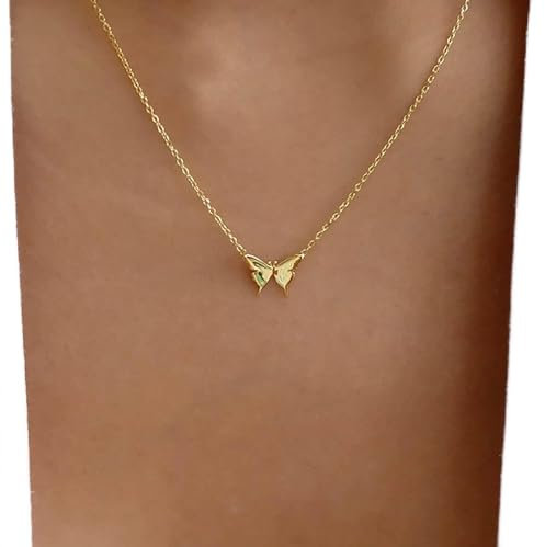 TseenYi Boho Schmetterling Anhänger Halskette Gold Emaille Schmetterling Halskette Vintage Schmetterling Kette Halskette Winzigen Schmetterling Choker Halskette Schmuck Für Frauen Und Mädchen