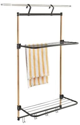 lakeland Beechwood/Steel Over Door Airer 45cm x 28cm x 100cm H – Hooks Over doors 5m Of Drying Space