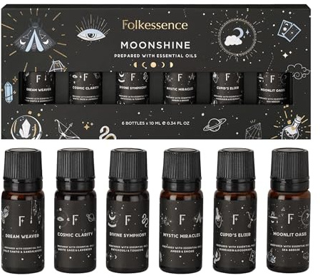 Folkulture Raumduft Diffuser ätherische öle Set | Duftöl aroma öl | Geschenkset mit Duftölen für die Aromatherapie (Rosmarin, Lavendel, Salbei, Palo Santo), Essential oils for Diffuser