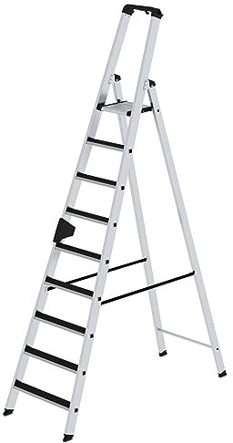 PROREGAL Stufen-Stehleiter | einseitig begehbar mit Clip-Step | 9 Stufen | Leiter, Teleskopleiter, Trittleiter, Bockleiter, Sprossen-Doppelleiter