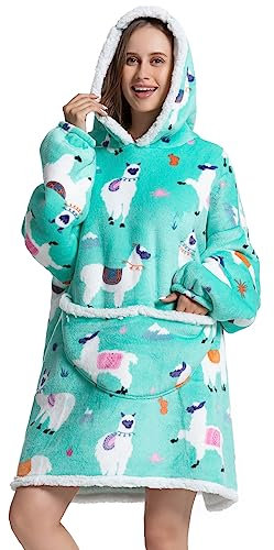 Msrlassn Tragbare Decken Hoodie für Damen Herren Erwachsene Oversized Kapuzen Decke Kuschelpullover Super weich bequem Tragbare Decke mit Ärmeln Hoodie Sweatshirt mit Taschen (Alpaka)