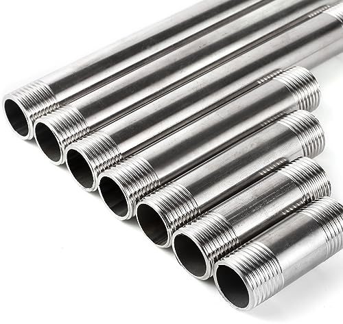2 Stk Edelstahl 1/2 Außengewindeanschlussrohr 5~30 cm Länge Optionaler Duschstangen-Verlängerungsrohr-Wasserrohradapter (10 cm x 1/2 Zoll)