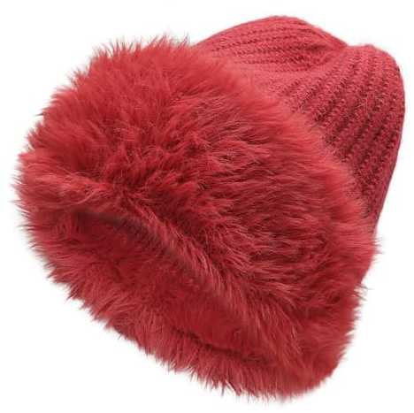 ZLYC Damen Winter Kunstpelz Slouchy Beanie Hut Warm Strickmützen | Weich,bequem und warm,ideal für den Einsatz im Winter beim Skifahren und Wandern im Freien