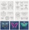 BENECREAT 4 Blatt 19 Stück Mystic Butterfly Wasserlösliche Stickerei, 29.7x21cm Stick-and-Stitch-Stickpapierstabilisator, Wasserlöslich, Handnähen Für Hemden, Mäntel, Taschen