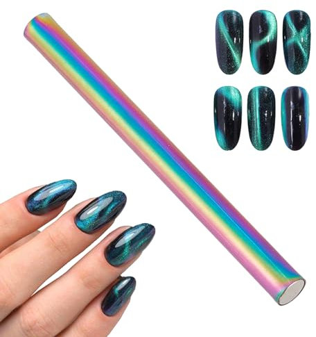 NICENEEDED Cat Eye Nail Magnet Tool, Super Long Double-head Nail Magnet Pen, Cat Eye Nail Polish Magnet Wand Cat Eye Magnetic Stick for 3D Cat Eye Gel Polish Nail Art