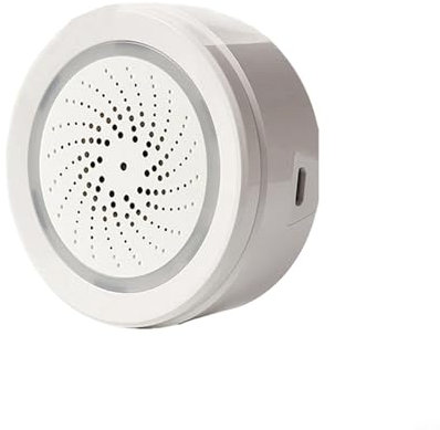 Alarma de sirena para Tuya WiFi de 100 dB, alarma estroboscópica inalámbrica para interiores con sensor de temperatura y humedad, luces estroboscópicas