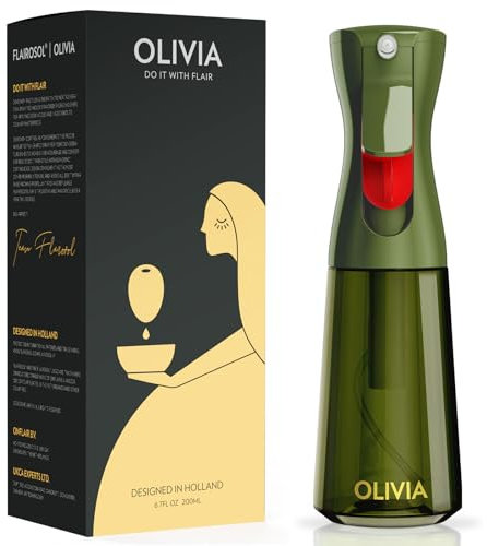 FLAIROSOL OLIVIA Vaporisateur d'Huile en Verre 200ml - Technologie de Pulvérisation Continue avec Contrôle des Portions - Polyvalent pour Cuisine, Salades, Barbecues, Vuisson, etc. (Vert)