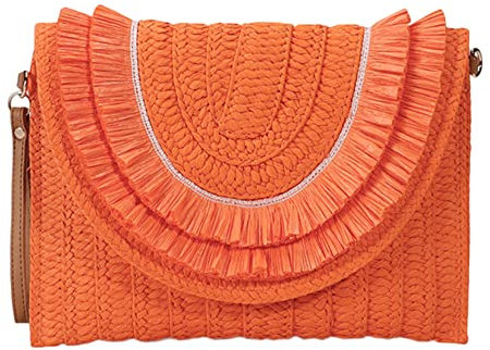 Sacs à main en paille Pochette tissée en raphia Sac à main en paille Sacs à bandoulière de plage d'été pour femmes Sacs de plage d'été orange Sacs à main en paille Sacs en raphia pour femmes Sac à ban