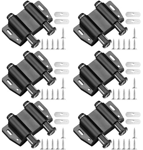 GAOHAN 6 Pcs Black Magnetic Push Latches, Push Open Door Catches, Magnetic Touch Latches Kitchen Door Push Release Latch for Cabinet, Drawer, Cupboard, Wardrobe