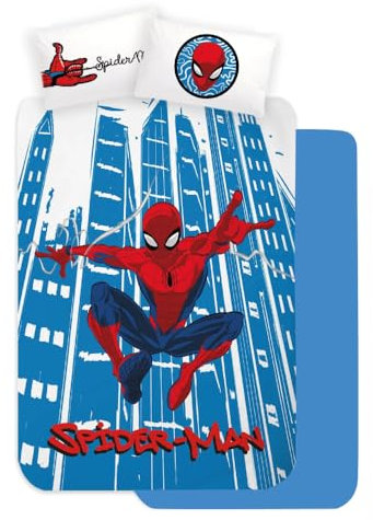 Bettwäsche-Set für Kinder, 3-teilig, Spiderman, Marvel für französisches Bett, aus 100 % Baumwolle