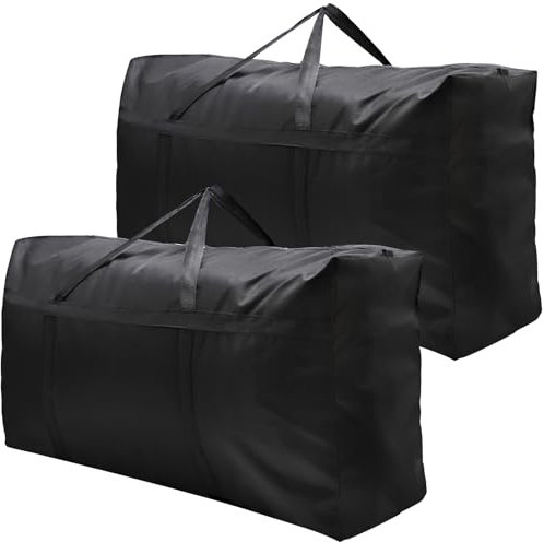 2er Pack 120L Extra Große Aufbewahrungstaschen, 600D Oxford Schwere Tragetaschen mit Reißverschlüssen und Griff, Wasserdichte Tragetaschen für Kleidung, Decken und Kissen(120L/90 x 48 x 28 cm)