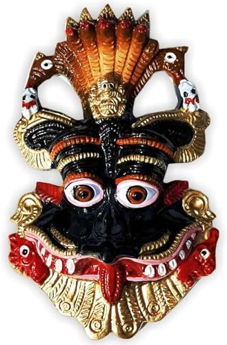 HOME GENIE Keerthi Mukha Wall Hanging | Traditional Protective Mask | Handcrafted Wooden Decor | Hindu Vastu Symbol | Multicolor Finish | size