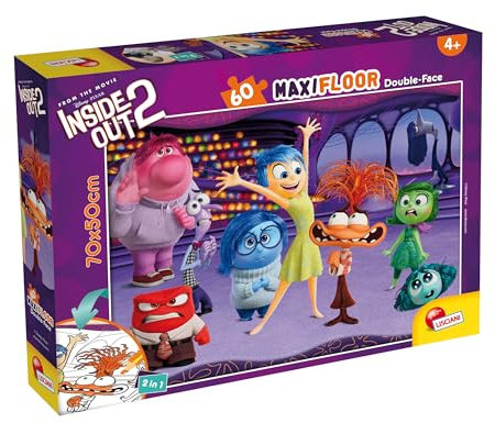 Lisciani - DISNEY INSIDE OUT 2 Puzzle - 60 Piece - for Kids Aged 4 and Up - Double-Sided Maxi Floor Puzzle - 35x25cm - Colorable Backside - Fun & Creative Play - Gift Idea - 2 in 1