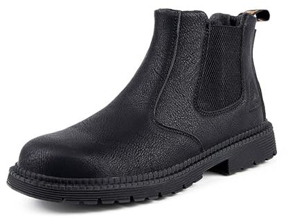 EJIMUQO Stivaletti Chelsea Uomo Blu Invernali Morbidi Stivali Lavoro Antinfortunistica Biker Scarpe Bassi