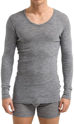 DILLING Langarmshirt aus Merinowolle mit V-Ausschnitt für Herren