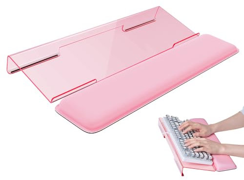 Laborio Keyboard Stand and Wrist Rest Set, Ergonomic Keyboard Wrist Rest with Memory Foam Padding, Comfortable Typing for Home Office (Pink)