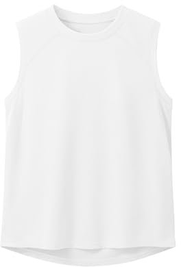 Haloumoning Jungen Tank Top Ärmellos T-Shirts Einfarbige Feinripp Unterhemd Kinder Sommer Sport Freizeit Basic Tops,Weiß,8-10 Jahre