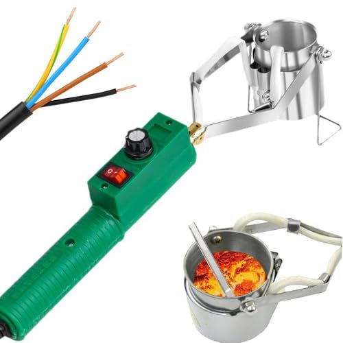 HEAXIY 320W Handheld Lead Melting Pot, 800g Electric Metal Melting Furnace, 150-450℃ Temperature Metal Melting Crucibles Pot for Fishing Weight Molds