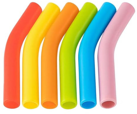 Metal Straw Silicone Tips, 6Pcs 8mm Reusable Silicone Straw Tips,Food Grade Rubber Metal Straws Tips Covers,Replacement Straw Extender Tip Silicone Straw Elbows Tips Fit for 8-10mm Diameter Straws