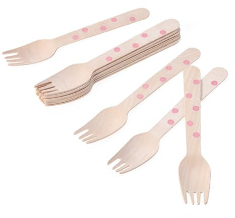 minkissy 12 Pz rifornimenti della forcella del partito forchette per torta Di legno rosa