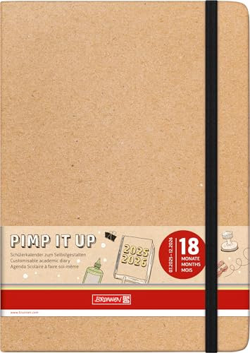 BRUNNEN Schülerkalender 2025/2026 Pimp it up! | A5, Papier, braun