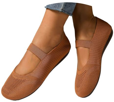 Viunychn Schuhe Damen,Ballerinas Damen Elegant Und Bequem Flache Schuhe Walkingschuhe Slip On Mary Jane Loafer Gewebte Leichte Mit Riemen Ballerina Damenschuhe Mesh Gestrickte Pretty Freizeitschue