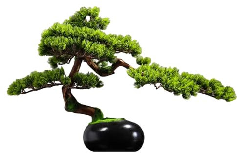 Ukkajovlex Artificial Bonsai Tree In Black Pot Fake Bonsai Tree 55x22x35cm Faux Plants For Indoors Welcoming Pine Small Fake Plant Simulated Moss Ceramic Flowerpot New Home Gifts For Women Zen Garden