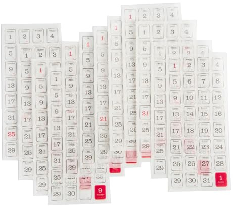 12 Blatt 365 Tagesplaner Zahlen Aufkleber 12 Monate Planer Datum Aufkleber Kalender Aufkleber Dekorativer Planer Aufkleber