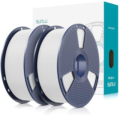 SUNLU PLA+ Filament 1.75mm 2KG, PLA Plus 3D Drucker Filament Weiß | Stärker belastbar, 2 Spule 3D Druck PLA+ Filament, Neatly Wound, Maßgenauigkeit +/- 0.02mm