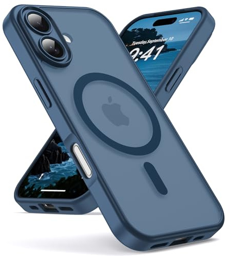 Oududianzi - Magnetisch Hülle für iPhone 17 mit Magsafe Case, Blau | Durchscheinende Mattierte PC Rückseite TPU Silikon Schutzhülle, Kameraschutz Transluzente Matt Kratzfest Stoßfest Handyhülle