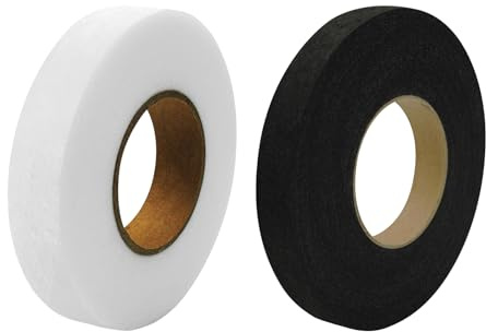 Zenvorial 2psc Wonder Web Hemming Tape,100m Black & White Hemming Tape, 2cm Wide No Sewing Iron-On Tape Roll Fabric Fusing Tape, Iron-On Hemming-Tape for Clothes, Trousers & Curtains
