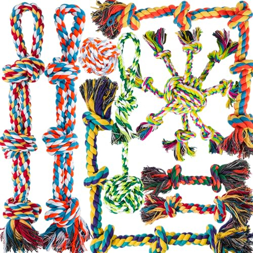 GASAPET Large Dog Ropes Toys for Aggressive Chewers, Durable Dog Toys Set | With Eight Legs Ball for Large Breeds, Full of Attractiveness, Heavy Duty Cotton Rope Chew Toy for Medium Dog, Tug Toy 9PCS