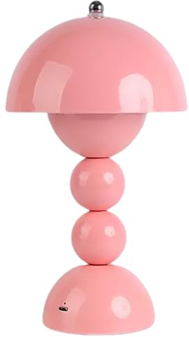 Generico Lampada da tavolo ricaricabile, 3 temperature di colore e controllo touch, lampada LED senza fili alimentata a batteria per interni ed esterni, per casa, ufficio, comodino (Rosa)