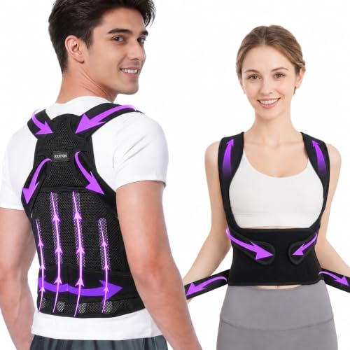 Rücken Geradehalter,Haltungskorrektur für Damen und Herren, 2-in-1-Rückenstütze, leichter und flexibler Schultergeraderichter für Yoga,Office, Gym, Desk Work, tragbare Orthese