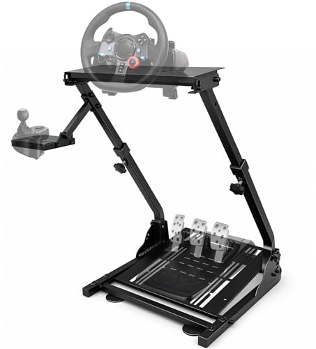 SEEVI Foldable Steering Wheel Stand, Height Adjustable Racing Wheel Stand, Wheel Stand Compatible with Logitech G25 G27 G29 G920, GT Racing Simulator Wheel Stand, Wheel Support and Pedal not Included