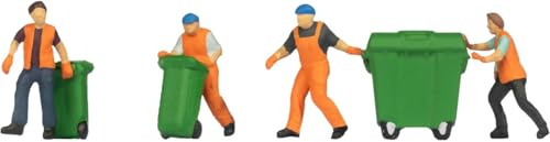 NOCH Müllabfuhr, Figuren-Set Menschen in Arbeitskleidung, 1:160 (N) für Modellbahn-Szenen und Dioramen