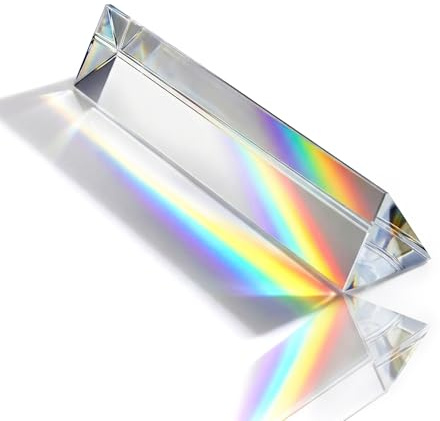 NYHWBI K9 Crystal Triangular Prism, Glass Prisms 150mm for Photo Rainbow Lights Crystal Optical Glass Photography Prism for Physics Refracted Light Spectrum