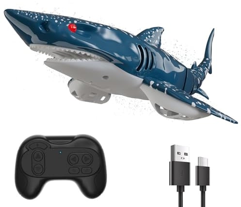 snookids Tiburón Remoto para niños, Juguete de RC de 2,4 GHz | barco de tiburón con luces y movimiento de cola realista, juguete acuático para bañera y piscina, regalo para niños y niñas