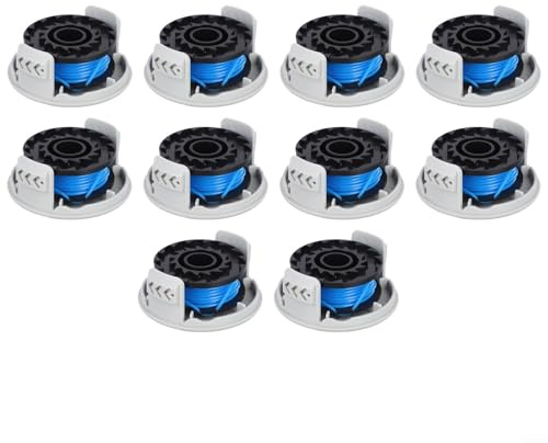 KiraKira Rasentrimmer-Spule für RAC124 18 Volt Akku-Rasentrimmer, Ersatz-Fadenspule und Schnur für Rasenmäher, Trimmer, Freischneider, 1,6 mm x 4,5 m (10 Stück)