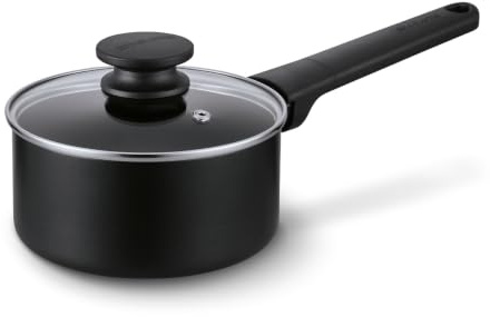 Brabantia VANTA - Casserole Antiadhésive 16 cm - Tous Feux - Poêle en Aluminium Recyclé - Céramique Sans PFAS - Couvercle en Verre