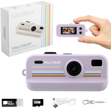 Mini Retro Digital Camera 2K Video 16X Zoom LED Light | Keychain Camera Vintage Filters Simple One Touch Operation Pocket Camera for Kids Teens Gift